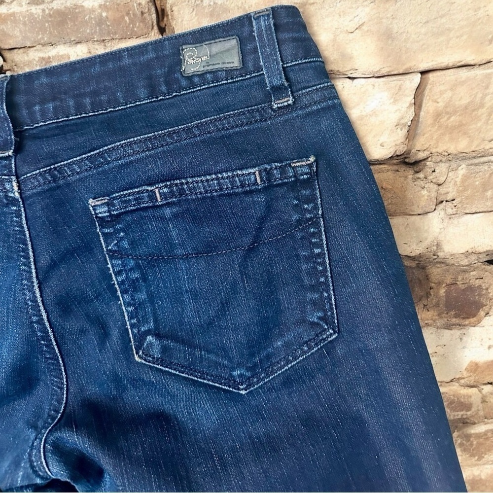 PAIGE Denim ‘Blue Heights’ Low-Rise Skinny Leg Jeans in Dark Wash Size 28 - Picture 9 of 13